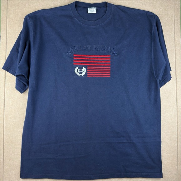 Phat Farm Other - Y2K Phat Farm T-Shirt Men's XXL‎ Navy Blue Flag Logo Embroidered Streetwear USA